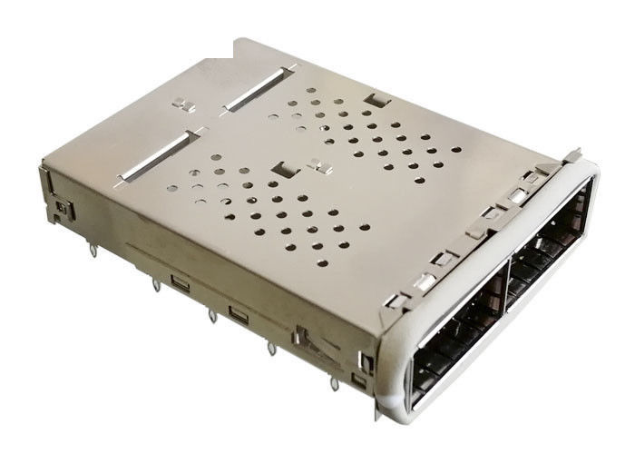 QSFP14 Złącze klatki SFP 2 porty 1x2 Gange 40G Ethernet z uszczelką EMI
